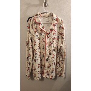 Nite Nite Munki Munki‎ women's LLAMA Pajama Set Cream XXL XX-Large Christmas